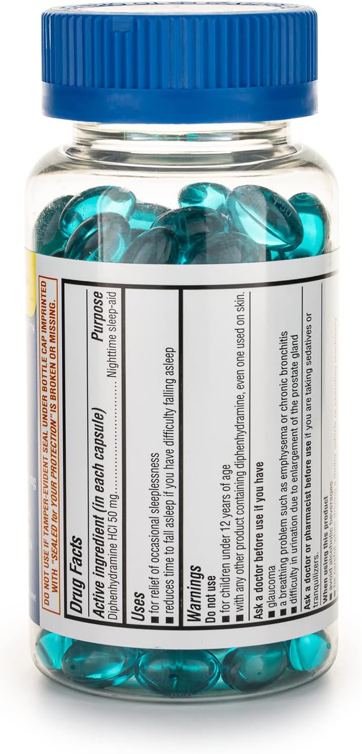 Nighttime Sleep Aid Diphenhydramine 50 mg Softgels Maximum Strength, 160 Count - Image 7