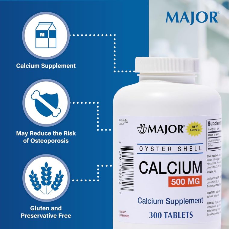 Major Oyster Shell Calcium 500 mg - Daily Calcium Supplement - 300 Tablets (1 Pack) - Image 4