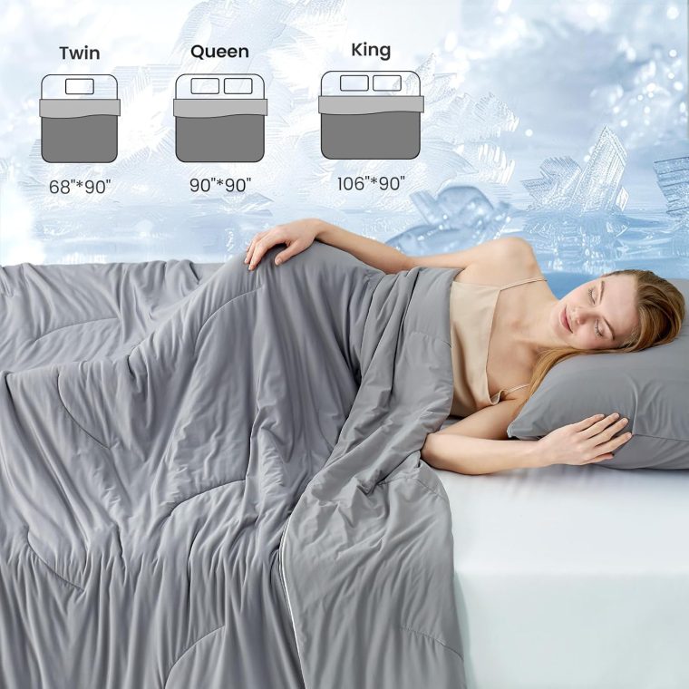 Cozy Bliss Cooling Comforter Queen Size Dual-Sided, Ultra-Soft Cooling Blankets for Hot Sleepers and Night Sweats, Breathable Lightweight Silky Smooth, Dark Grey - Image 8