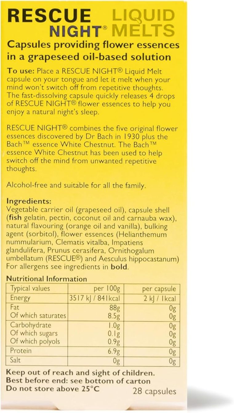 Bach RESCUE SLEEP Liquid Melts, Natural Orange Vanilla Flavor, Natural Sleep Aid, Stress Relief, Homeopathic Flower Essence, Free of Melatonin, Gluten & Sugar, Non-alcohol, Non-Narcotic, 28ct. - Image 7
