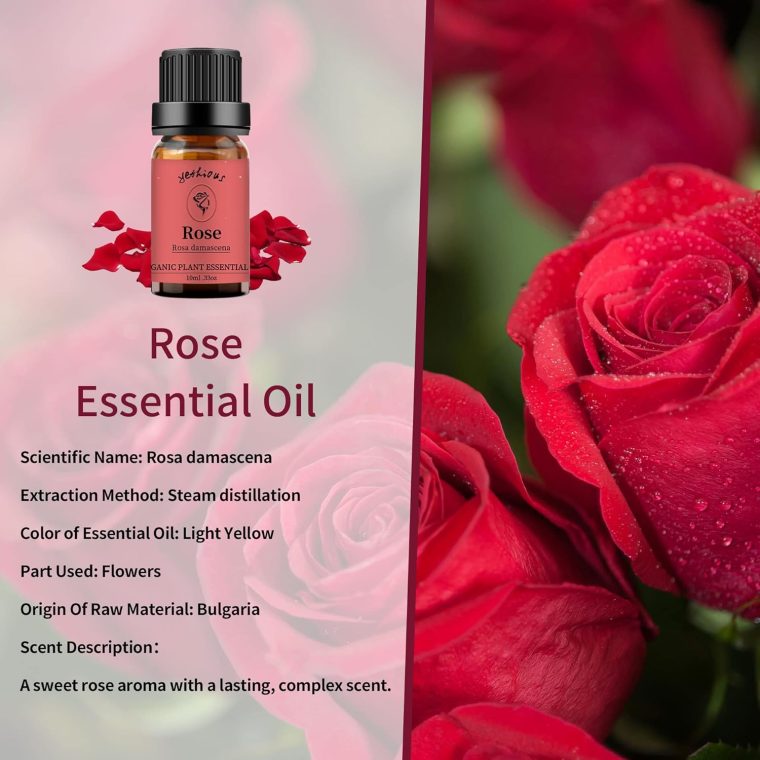 yethious Rose Lemon Essential Oils Set 2pcs*10ml 0.66oz 100% Organic Pure Aromatherapy Gift Oil Kit for Diffuser Rose Oil Essential Oil - Image 2