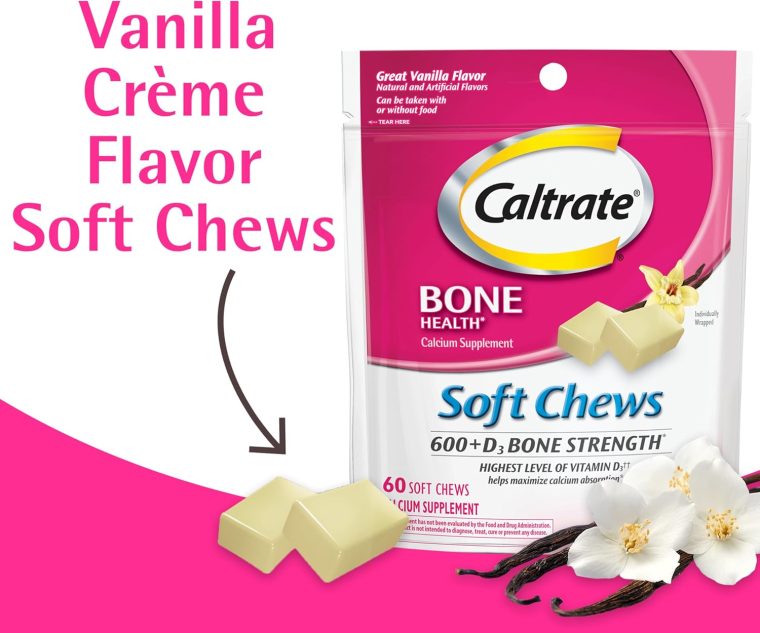 Caltrate Soft Chews 600 Plus D3 Calcium Vitamin D Supplement, Vanilla Creme - 60 Count - Image 2