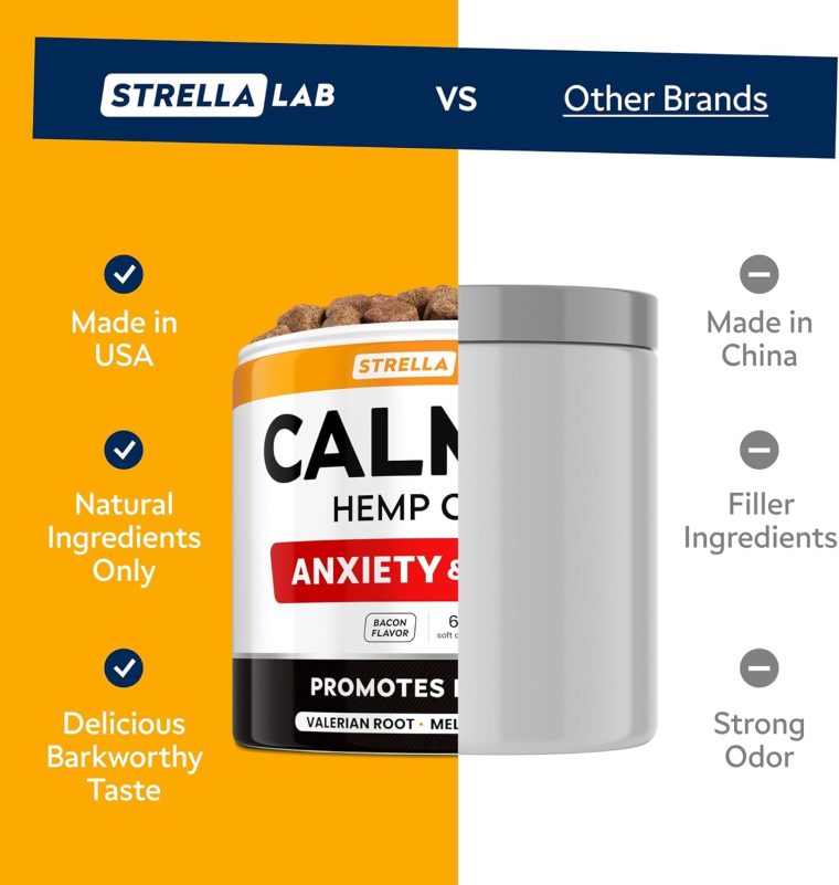 STRELLALAB Advanced Calming Chews for Dogs - Hemp Chews + Melatonin - Anxiety Relief - Sleep Aid - Relaxing Treats - Stress Relief During Fireworks, Storms, Thunder, Barking - Made in USA - BBQ - 60Ct - Image 4