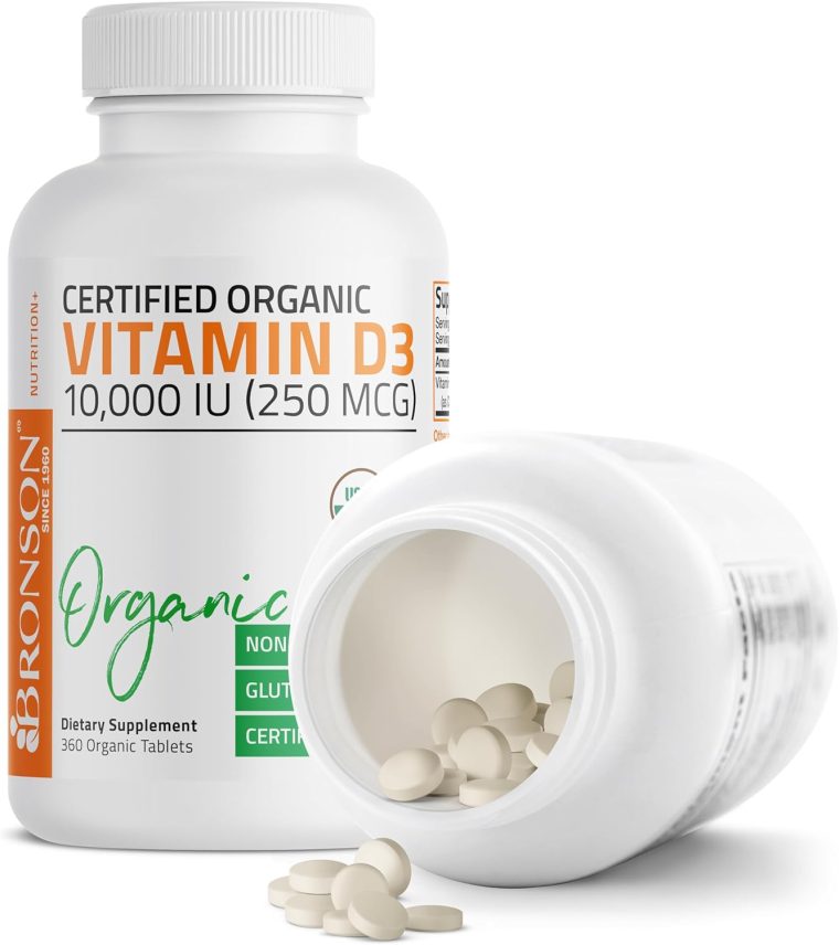 Bronson Vitamin D3 10,000 IU (250 mcg) Certified Organic High Potency Non-GMO Vitamin D Supplement, 360 Tablets - Image 5