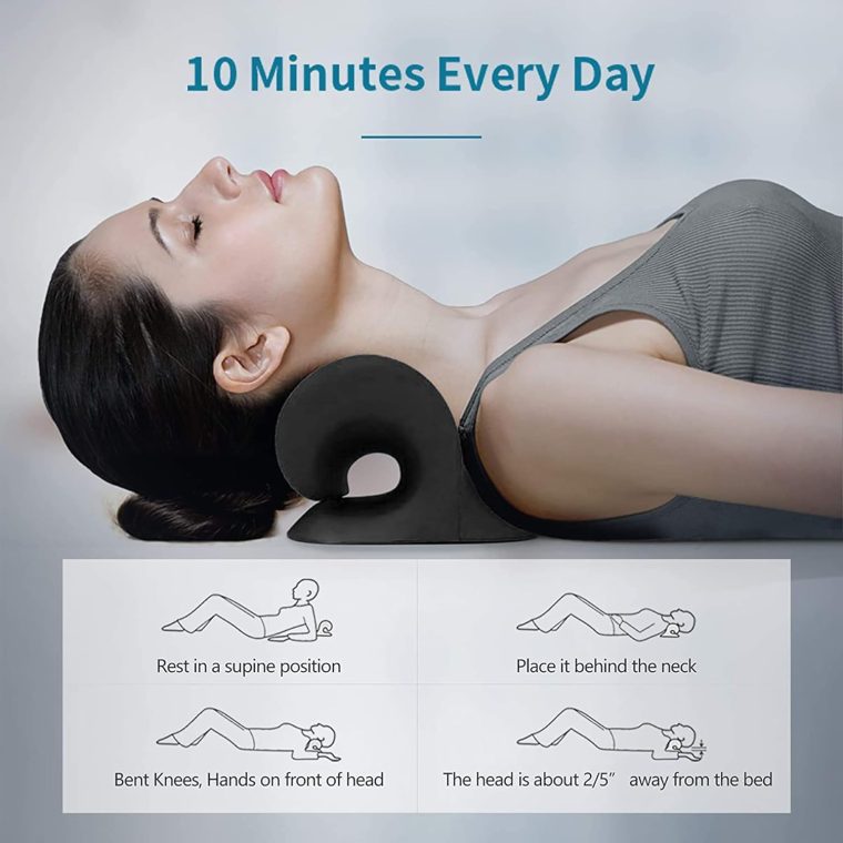 RESTCLOUD Neck and Shoulder Relaxer, Cervical Traction Device for TMJ Pain Relief and Cervical Spine Alignment, Chiropractic Pillow, Neck Stretcher (Black) - Image 7
