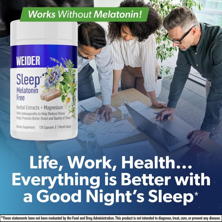 Weider Melatonin Free Sleep Aid Supplement with KSM-66 Ashwagandha, Magnesium, Lavender, Lemon Balm, Chamomile, Valerian and Passionflower Extracts, Hormone & Drug- Free, Non-Habit Forming, 120ct - Image 5