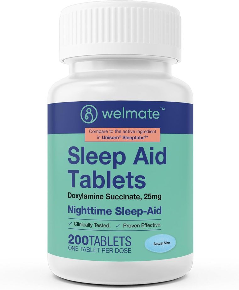 WELMATE | Nighttime Sleep Aid | Doxylamine Succinate 25 mg | for Adults & Children 12+ | 200 Tablets