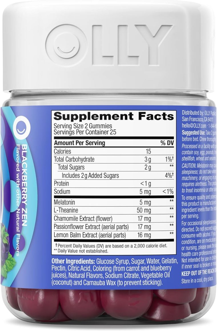 OLLY Extra Strength Sleep Gummy, 5 mg Melatonin, L-Theanine, Chamomile, Lemon Balm, Sleep Aid, BlackBerry - 50 Count - Image 8