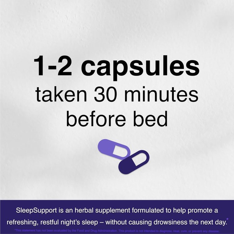 SleepSupport - Natural Sleep Aid for Adults to Help Promote Calm and Relaxation - Organic Sleep Supplement with Ashwagandha, Valerian Root, Magnesium, Melatonin, Glycine, L-Tryptophan - 60 Capsules - Image 3