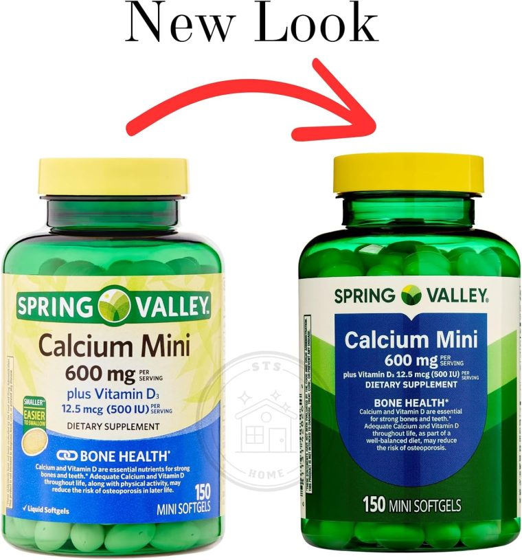 Spring Valley Calcium Plus Vitamin D3 150 Mini Softgels | Calcium Supplement | CaIcium mini softgels | CaIcium 600 mg with Vitamin d3 | 150 Mini Softgels + STS Sticker - Image 2