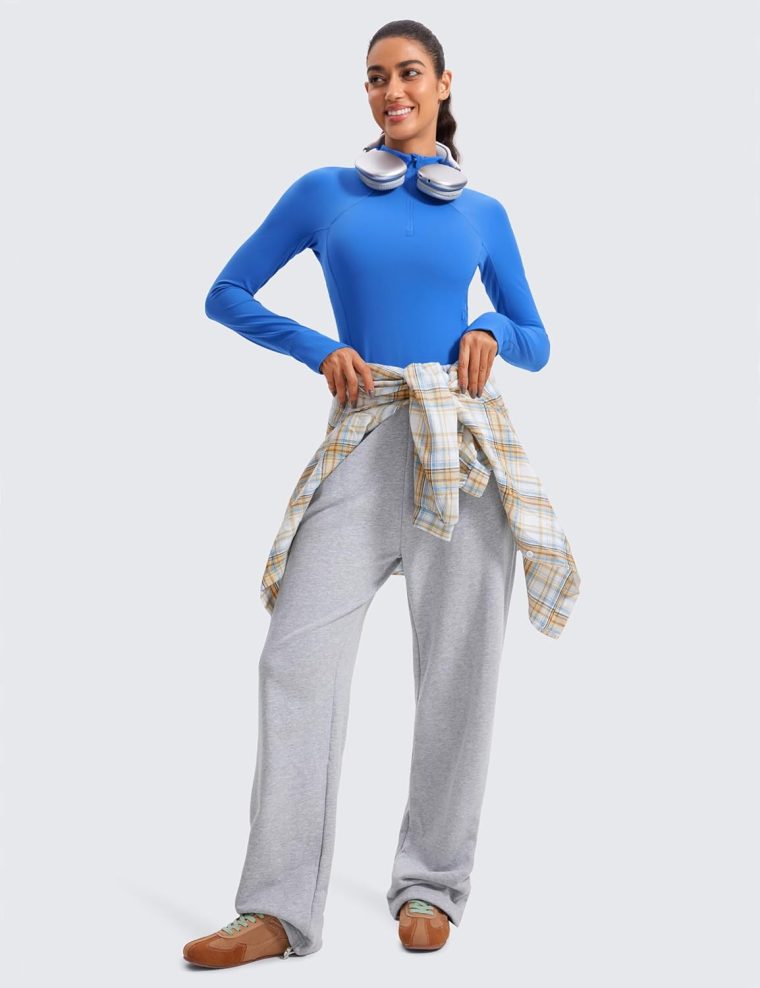 CRZ YOGA Women's Butterluxe Long Sleeve Workout Shirts Half Quarter Zip Athletic Tops Crop Collared T-Shirt - Image 3