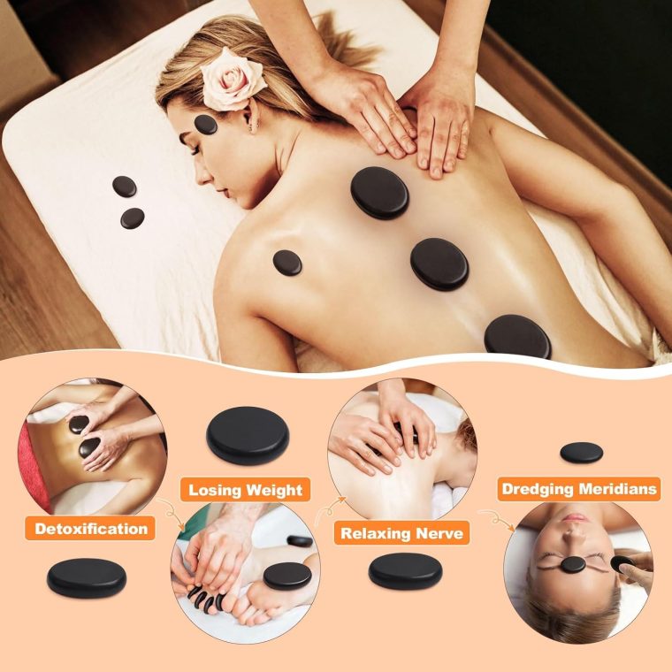 Hot Stones Massage Warmer Kit, 9Pcs Hot Stones Massage Set Portable Hot Stone with Heater, Hot Rocks Basalt Massage Stones for Home Spa Warming Therapy Relaxing - Image 4