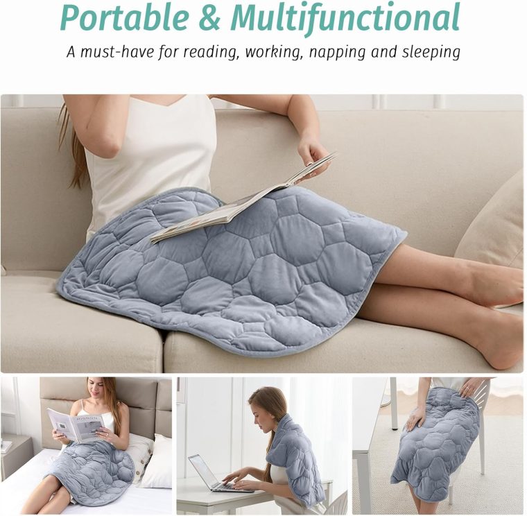 Wemore Weighted Lap Blanket 7lbs for Adults, Small Weighted Blanket for Travel, Calming, Relaxing, Napping and Sleeping, All-Season Weighted Lap Pad, Machine Washable, Light Grey 24x29 inches - Image 6