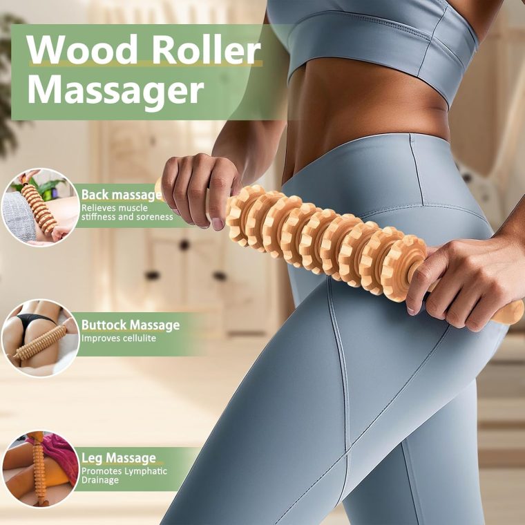 AICNLY 6Pcs Wood Therapy Massage Tools for Body Shaping, Multi-Functional Body Roller for Anti-Cellulite and Sore Muscle, Wooden Massage Roller Stick, Maderoterapia kit, Body Sculpting Tools Set - Image 2