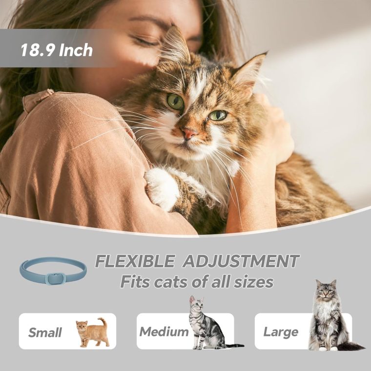 Calming Collar for Cats - 5 Pack, 150-Day Cat Calming Collar, Stress Relief & Anxiety Control for Cats, Calm Collars Cat (3 Blue & 2 Gray) - Image 7