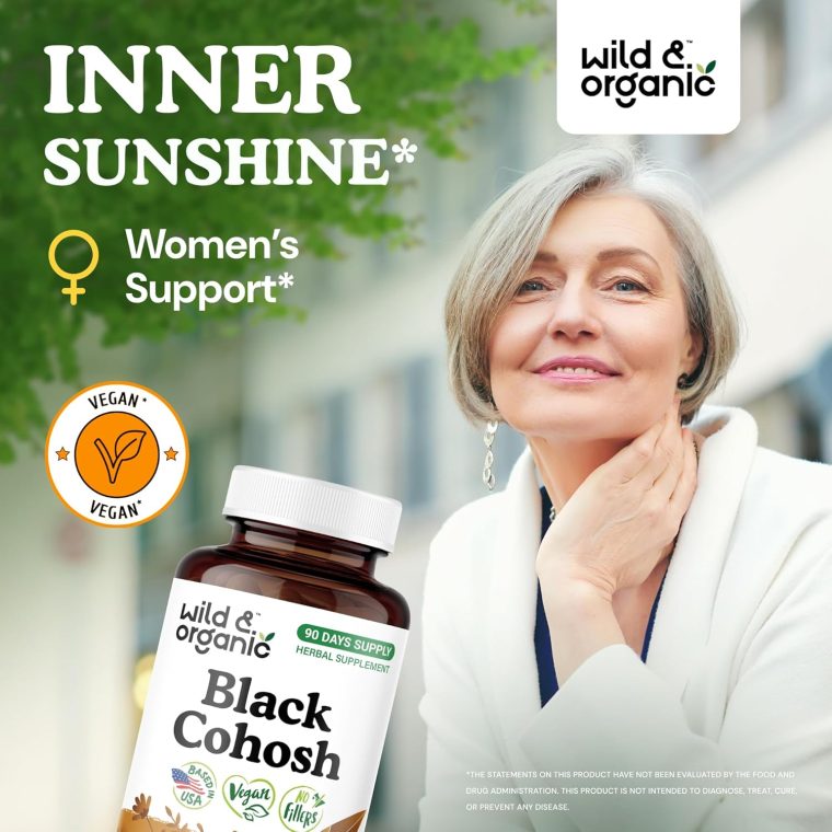 Wild & Organic Black Cohosh for Women Capsules 540 mg - Natural Support - Black Cohosh Root Supplement - Actaea Racemosa Herb - 90 Days of Supply - Vegan, No Fillers, Non-GMO - 90 Count - Image 2
