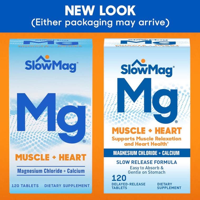 SlowMag Muscle + Heart Magnesium Chloride with Calcium Supplement to Support Muscle Relaxation, Occasional Muscle Cramping & Heart Health, High Absorption, 120 Count - Image 3