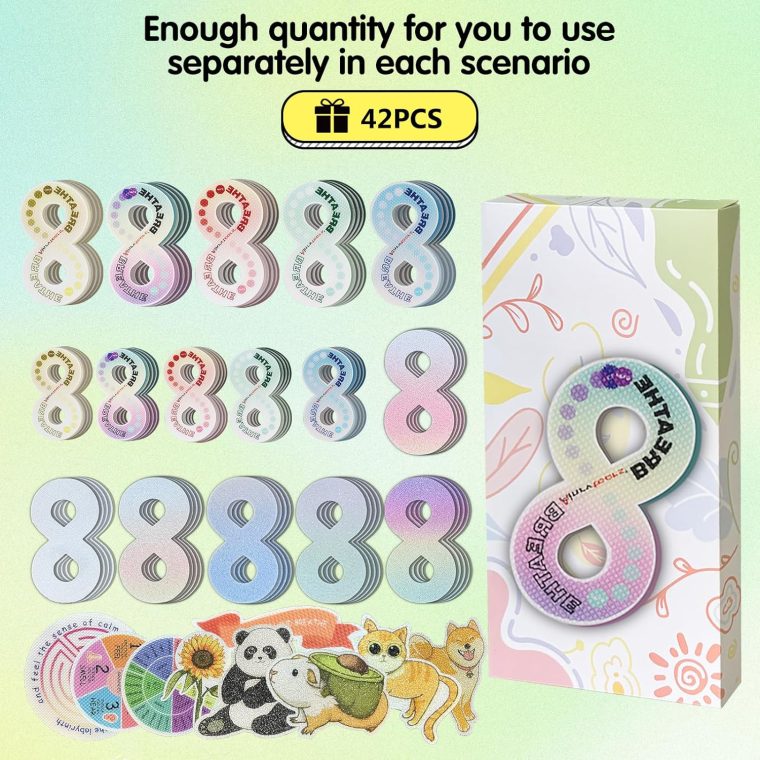 42 Pierces Calm Stickers for Anxiety Sensory Anti Stress Tactile Textured Combined with Breathing Exercise Fidget Strips Suitable and Adults (Mixed Loading) - Image 6