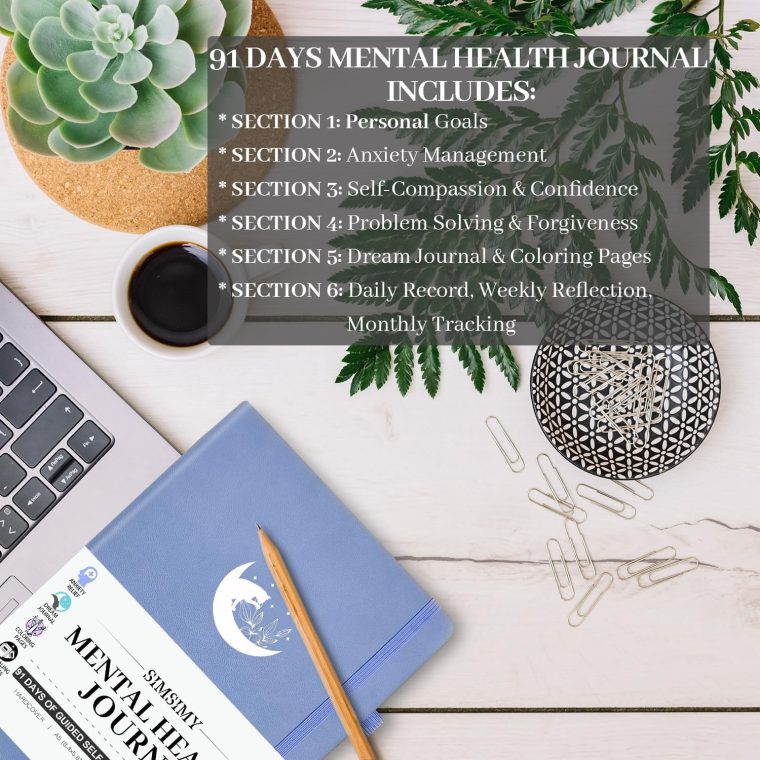 Mental Health Journal, 91-Day Self Care Journal for Women Men, Guided Anxiety & Stress Relief Journal with Mood Tracker, Cognitive Behavioral Therapy Journaling with Mental Health Coloring Pages & Dream Log - Image 2