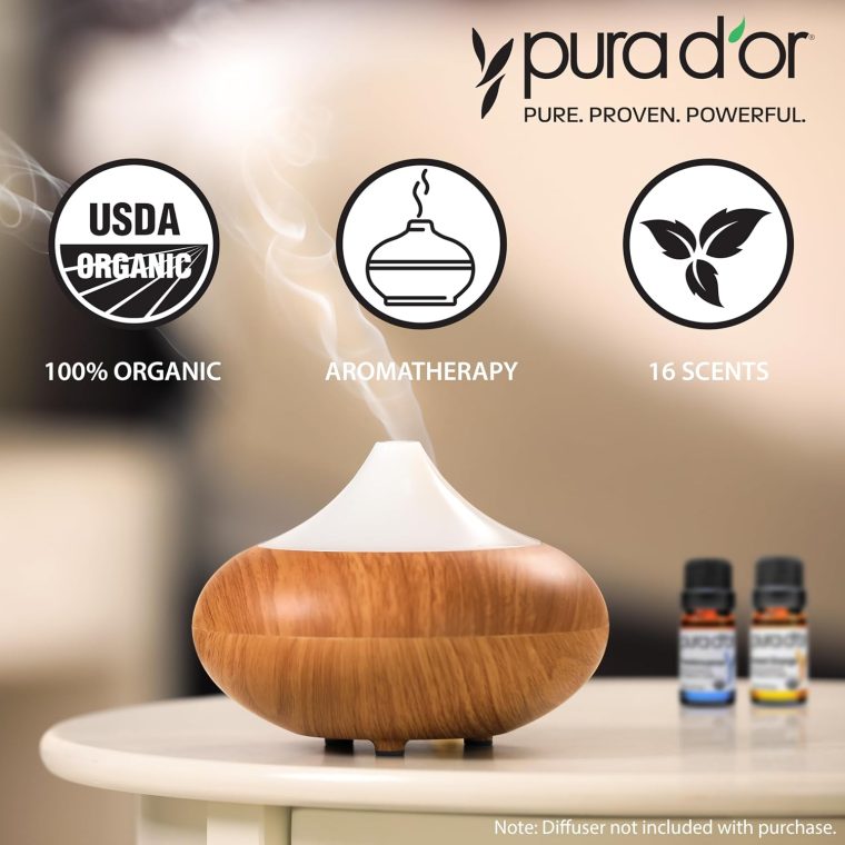 PURA D'OR Organic Sweet16 Essential Oils Set - 16x 10mL Wood Box Aromatherapy Gift Set - 100% Pure Therapeutic Grade for Relaxation and Wellness (Lavender, Rosemary, Turmeric, Ylang Ylang & More) - Image 7