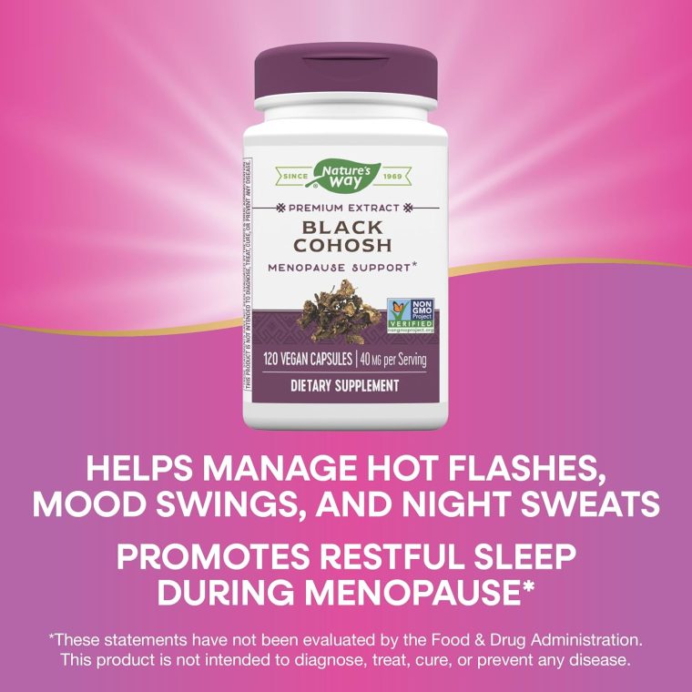 Nature's Way Premium Black Cohosh, Menopause Support for Women*, 40 mg per serving, 120 Vegan Capsules - Image 3