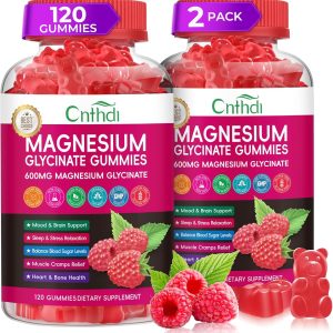 Magnesium Glycinate Gummies 600mg, High Absorption Magnesium Gummies with L-Threonate, Calcium, Vitamin B6, D3, Sugar Free Chews for Men & Women Relaxation, Stress Relief, Night Rest