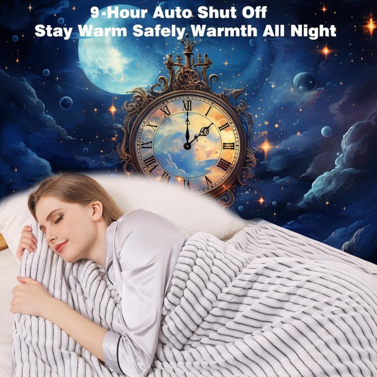 ZonLi Heated Weighted Blanket 15lbs, 60"x80" Queen Size, Weighted Electric Blanket for Adults, Heavy Blanket Fast Heating with 10 Levels, 9H Timer Setting, Soft Warm Flannel Washable with Glass Beads - Image 4