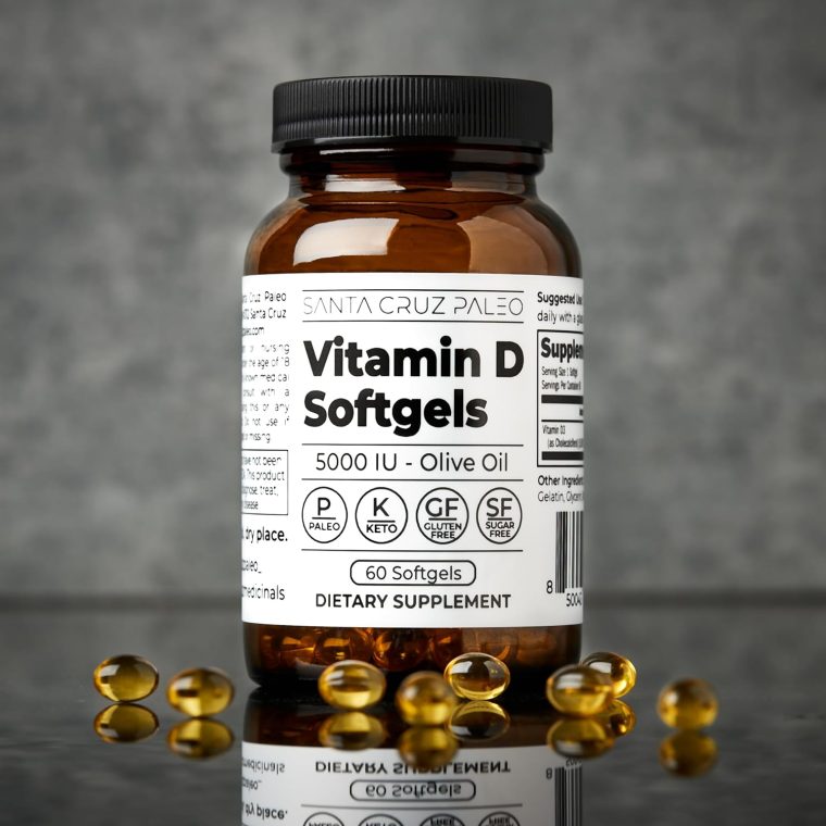 Santa Cruz Paleo Vitamin D Supplement, Bone Health & Immune Support, 5000 i.u. Per Softgel, Gluten Free, Keto, Sugar Free, Paleo, Vitamin D3, Olive Oil for Absorption, Natural Ingredients, 60 Softgels - Image 9