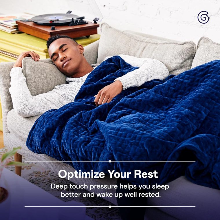 Weighted Blankets for Adults, 35lbs Navy (90" x 90", Queen/King) - Heavy Comfort Cotton Blanket with Glass Beads - Utra-Soft Premium Breathable Microfiber Duvet Cover - Machine Washable - Image 2