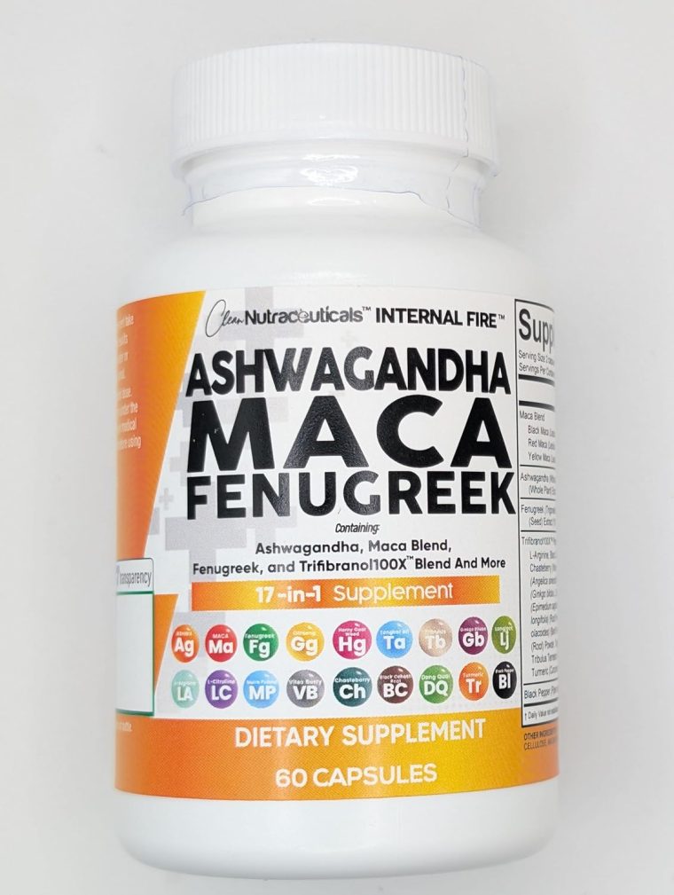 Clean Nutraceuticals Ashwagandha Maca Root Fenugreek Supplement with Tongkat Ali Ginseng - Assists with Stress, Mood & Thyroid - Ashwagandha Capsules Fenugreek Caps - 1 Pack - Image 6