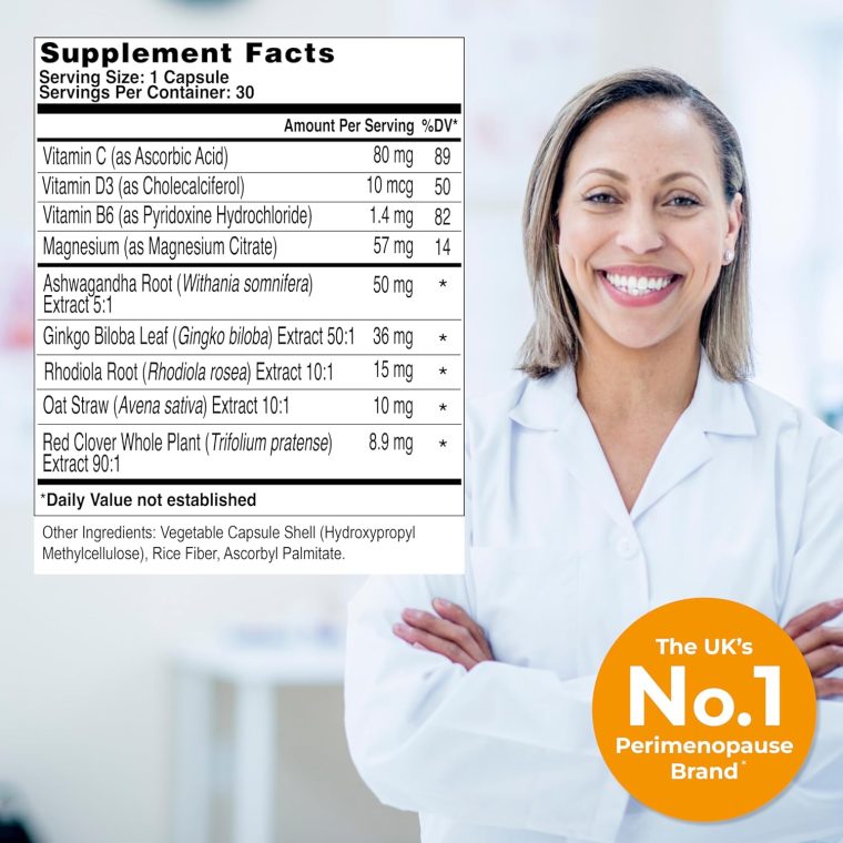 Health & Her Perimenopause Mind+ Cognitive Function Support, for Early Stage of Menopause, Mental Energy, Supplements for Women with Vitamins, Gluten-Free, Non-GMO, Vegan (30 ct - 1 Month) - Image 3