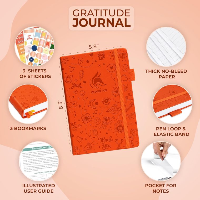 Clever Fox Gratitude Journal – Happiness, Positivity & Affirmation Daily Journal – Inspirational Daily Notebook – 3 Months, A5 (Orange) - Image 6