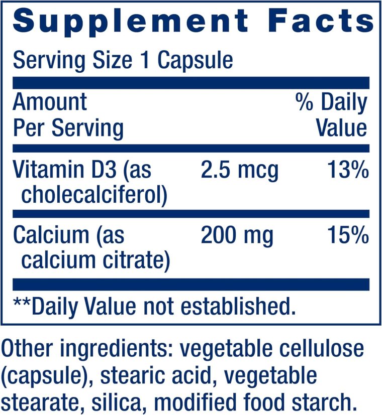Life Extension Calcium Citrate with Vitamin D, Super-absorbable Calcium to Support Optimal Bone Health, Gluten-Free, Non-GMO, 200 Capsules - Image 3