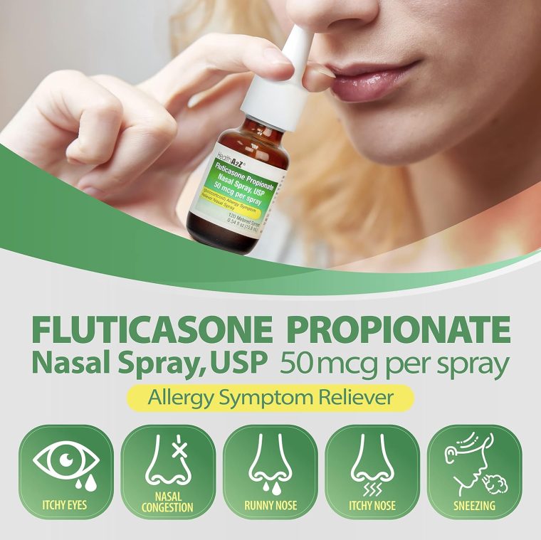 HealthA2Z® Fluticasone Propionate Nasal Sprays | Allery Relief Spray | Runny Nose | Nasal Congestion | Sneezing | Itchy Watery Eyes | 24 Hour Allergy Relief | (2 Packs) - Image 3