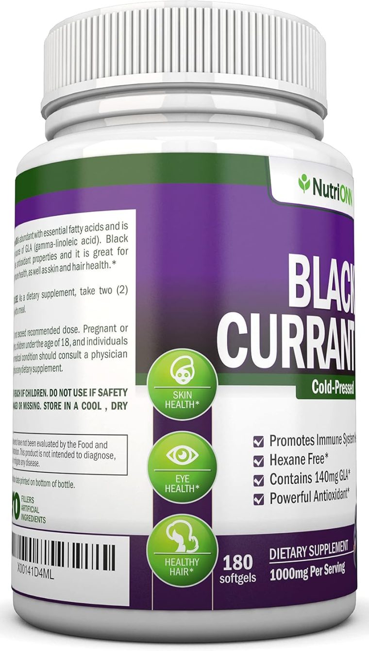 Black Currant Oil - 1000 Mg - 180 Softgels - Cold-Pressed Pure Black Currant Seed Oil - Hexane Free - 140mg GLA Per Serving - Regulates Hormonal Balance - Great For Immune System, Hair and Skin - Image 4
