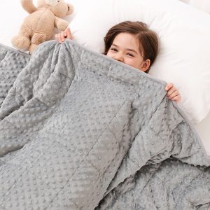 Kivik 3 lbs Weighted Blanket Kids, Cooling Soft Minky Dotted Heavy Blankets Throw for Better Relaxing & Sleeping, Machine Washable, 36x48 Inches, Grey