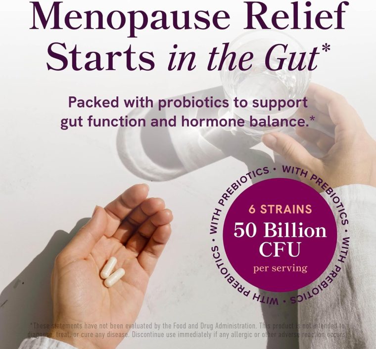 Menopause Support with Prebiotics and Probiotics for Women | Hormone Balance, Hot Flashes & Night Sweats | 50 Billion CFU, DIM & Black Cohosh | Triple Action Menopause Supplements for Women | 30 Ct - Image 3