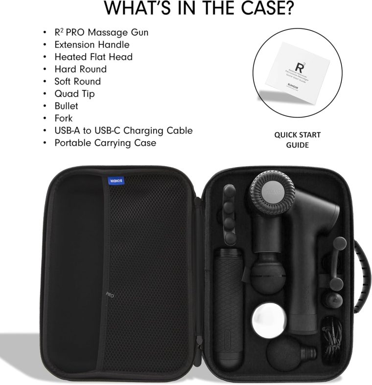 R2 PRO+ Massage Gun - Articulating Deep Tissue Back Massager with Extension Handle and 6X Heads Including Heated Attachment - Image 6