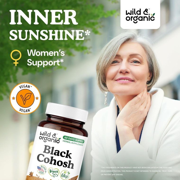 Wild & Organic Black Cohosh for Women Capsules 540 mg - Natural Support - Black Cohosh Root Supplement - Actaea Racemosa Herb - 60 Days of Supply - Vegan, No Fillers, Non-GMO - 60 Count - Image 2