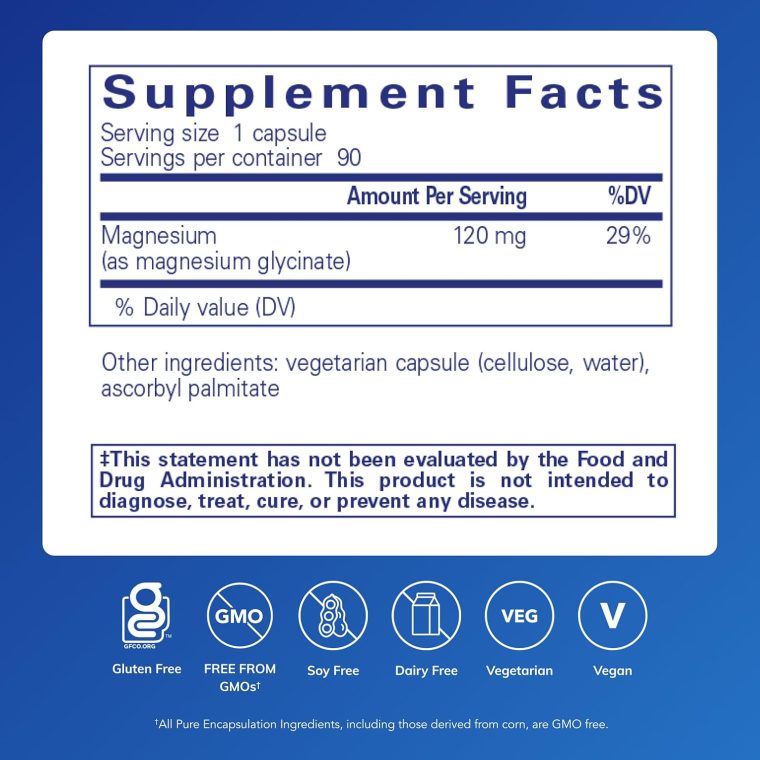 Pure Encapsulations Magnesium (Glycinate) - Supplement to Support Stress Relief, Sleep, Heart Health, Nerves, Muscles, and Metabolism* - with Magnesium Glycinate - 90 Capsules - Image 2