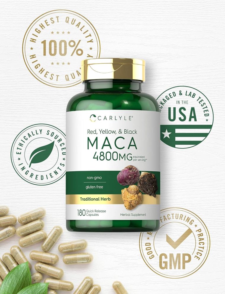 Carlyle Maca Root | Powder Capsules for Women & Men | 4800 mg | 180 Count | High Potency Extract | Non-GMO & Gluten Free Supplement - Image 5