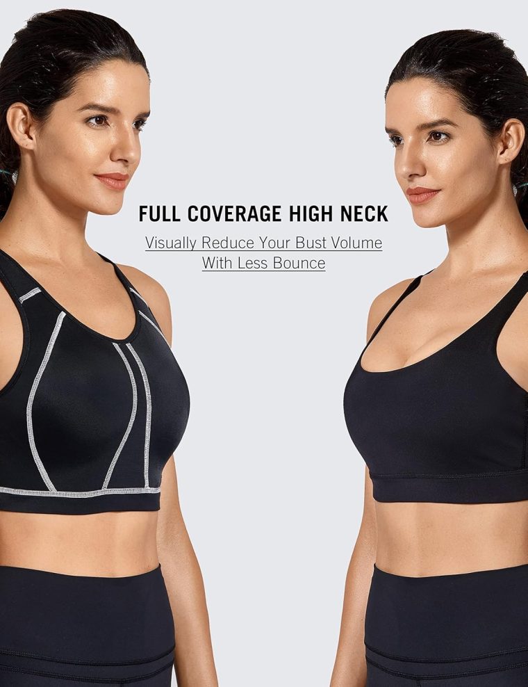 SYROKAN Full Coverage Plus Size Sports Bras for Women High Support Racerback Padded Bras for Women No Underwire - Image 5