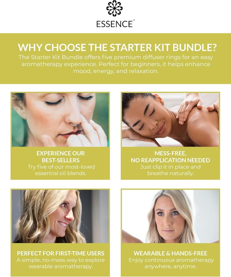 Essence Nasal Diffuser Starter Kit – Essential Oil Silicone Nose Ring Inhalers for Beginners – Wearable Aromatherapy Bundle for Relaxation, Energy & Breathing Support - Image 6