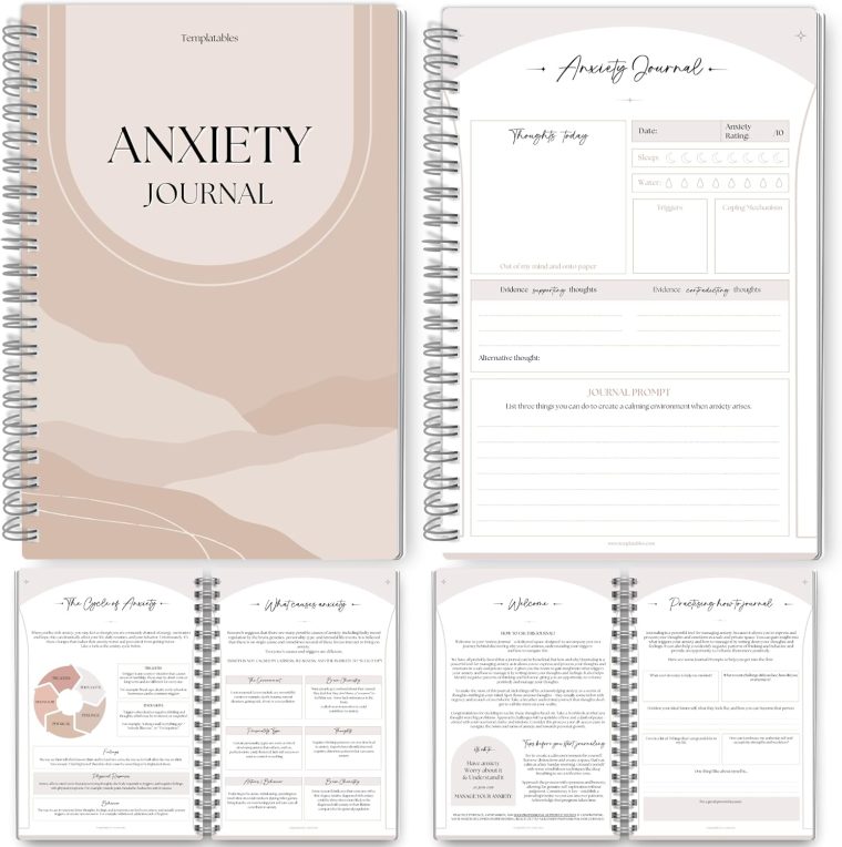 Anxiety Relief Workbook & CBT Therapy Notebook - Guided Prompts, Mental Health Wellness Journal - A5 Lux