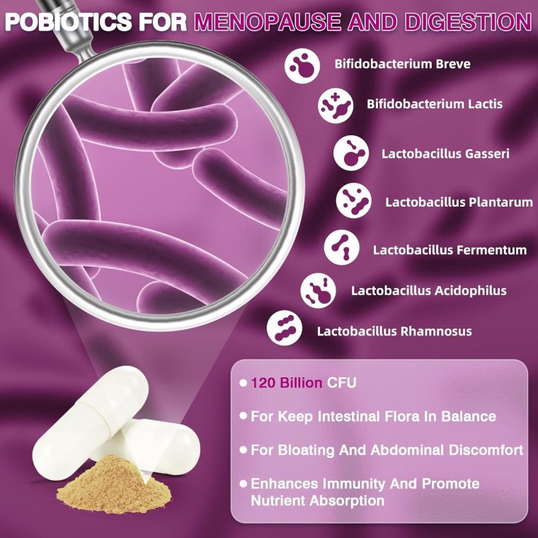 Menopause Supplements for Women, 120 Billion CFU Womens Probiotic, 13-in-1 Herbs Complex for Menopause Relief, Hormone Balance, Hot Flashes, Mood Swings, Night Sweats (60 Capsule) - Image 4