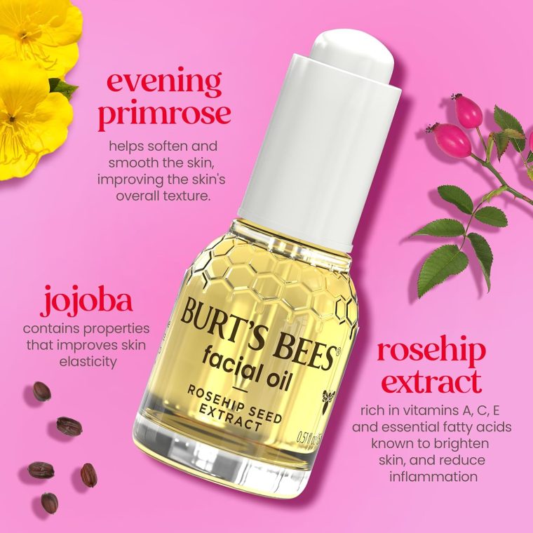 Burt's Bees Gua Sha Face Oil With Rosehip Seed Extract, Reduces Appearance of Fine Lines and Wrinkles, Use with Ice Roller & Facial Tools, Natural Origin Skin Care, 0.51 fl. oz. - Image 3