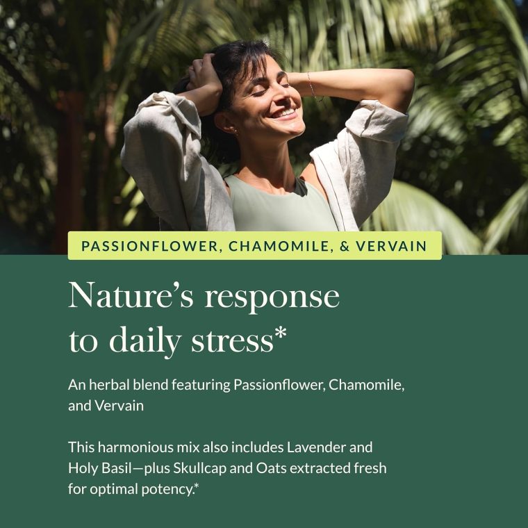 Gaia Herbs Calm A.S.A.P. Stress Support Supplement - with Skullcap, Passionflower, Chamomile, Vervain, Holy Basil & More to Support a Natural Calm - 60 Vegan Liquid Phyto-Capsules (20-Day Supply) - Image 5