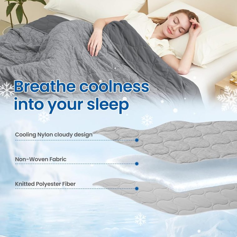 Cozy Bliss Double Side Cooling Blanket for Hot Sleepers, Q-Max>0.46 Lightweight Soft Breathable All Seasons Cooling Throw for Night Sweats (Charcoal Grey, 80"x90") - Image 3