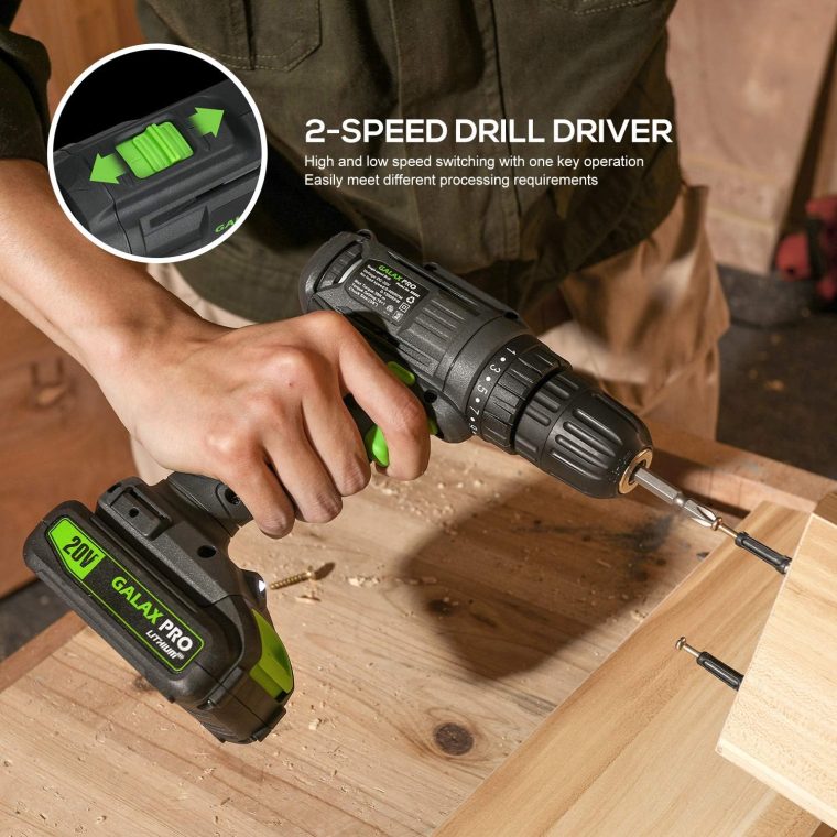 GALAX PRO Cordless Drill Driver/Impact Driver with 1pcs 1.3Ah Lithium-Ion Batteries, Charger Kit, 11pcs Accessories and Tool Bag - Image 6