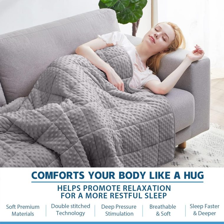 Weighted Blanket Twin 12lbs for Adult(48"×72",Gray) Breathable Soft Minky Weighted Throw Blanket for All Season,Heavy Blanket with Premium Glass Beads - Image 4